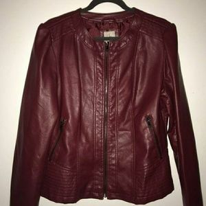 Burgundy Faux Leather Jacket